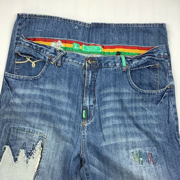LR Geans by LRG Jeans Men's Size 42 x 33 Hip-Hop No Babylon Distressed Cut-out - Picture 2 of 10